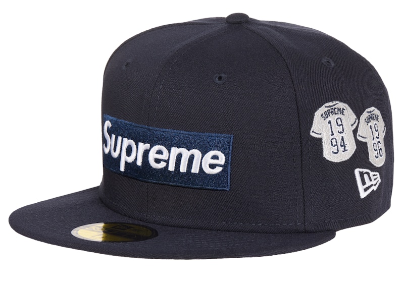 Supreme Jerseys Box Logo New Era Fitted Hat Navy - FW24 - US