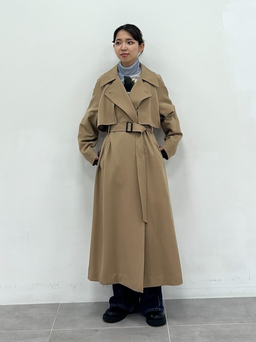 華奢見え・小顔効果】フレアヨークビッグカラートレンチコート