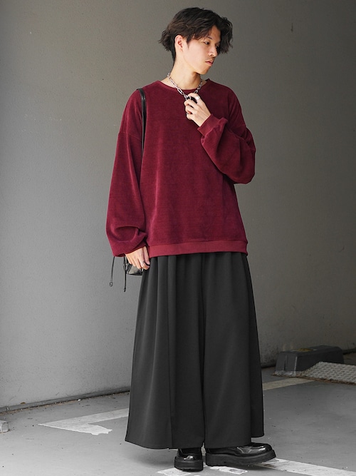 MinoriTY】梨地素材タックワイドバギー袴パンツ ハカマパンツ 極太