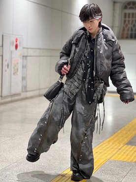 GRANCY】Button Layered Design Nylon Pants / ボタンレイヤード