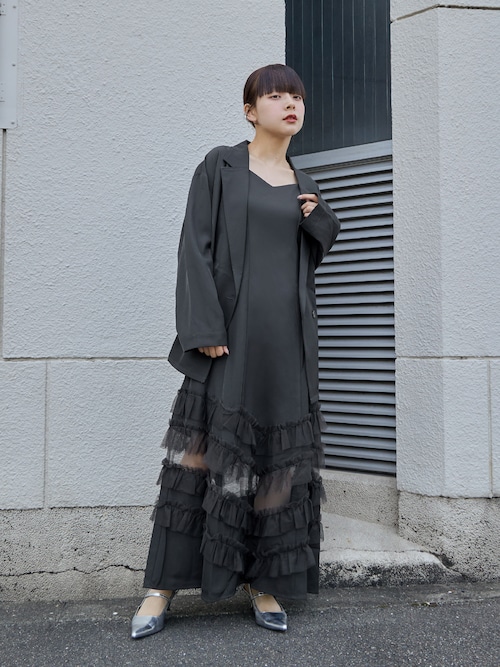 トランスペアレントヘムセットアップドレス 2点セット ジャケット