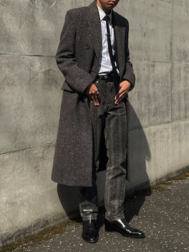 Acne Studiosのチェスターコートを使ったメンズ人気ファッション