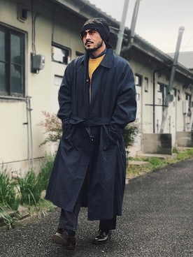 BURBERRYのステンカラーコートを使った人気ファッションコーディネート