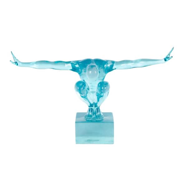 Litton Lane 13 in. x 19 in. Light Blue Resin Tinted Posing People