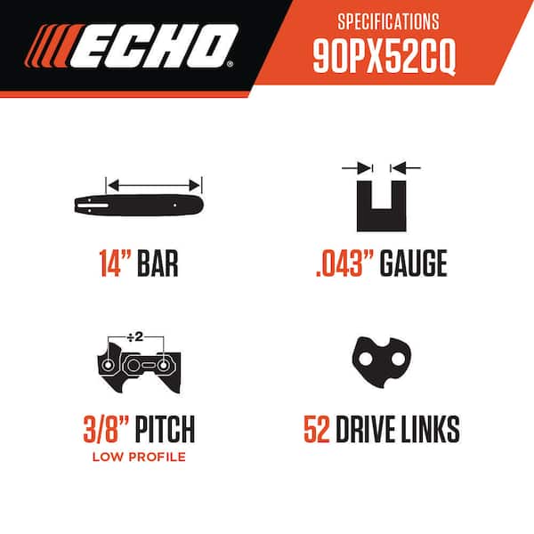 ECHO 14 in. Low Profile Chainsaw Chain - 52 Link 90PX52CQ - The