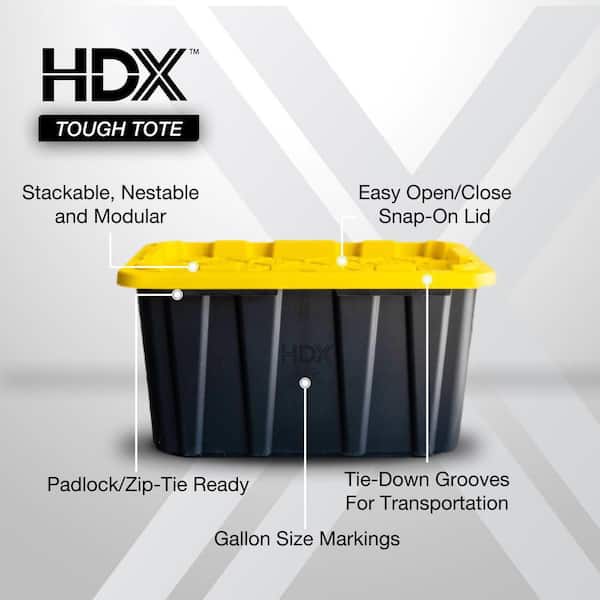 HDX 27 Gal. Tough Storage Tote in Black and Yellow 999-27G-HDX