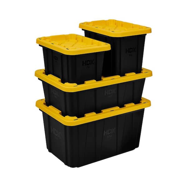 HDX 27 Gal. Tough Storage Tote in Black and Yellow 999-27G-HDX
