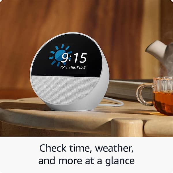 Amazon Echo Spot Smart Alarm Clock with Vibrant Sound Plus Alexa