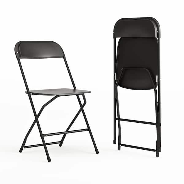 Carnegy Avenue Black Plastic Seat with Metal Frame Folding Chair