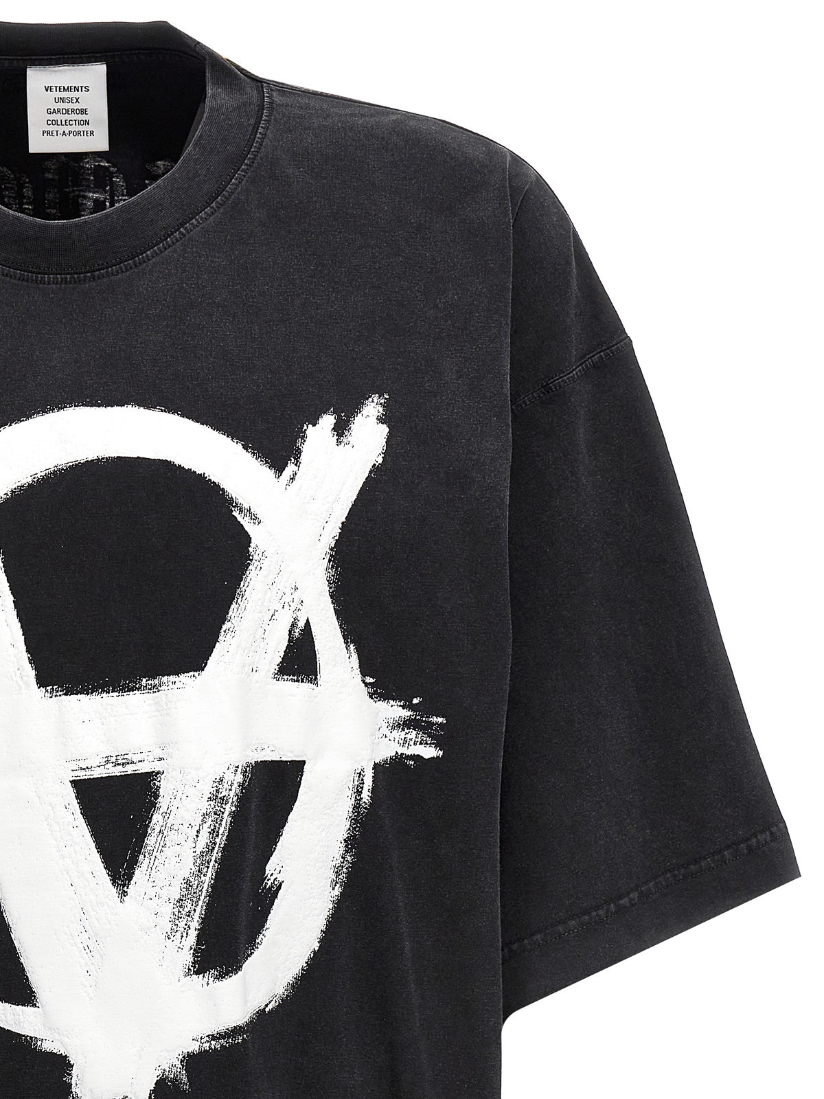 Vetements Reverse anarchy T-shirt|UE54TR190XWASHEDBLACKWHITE
