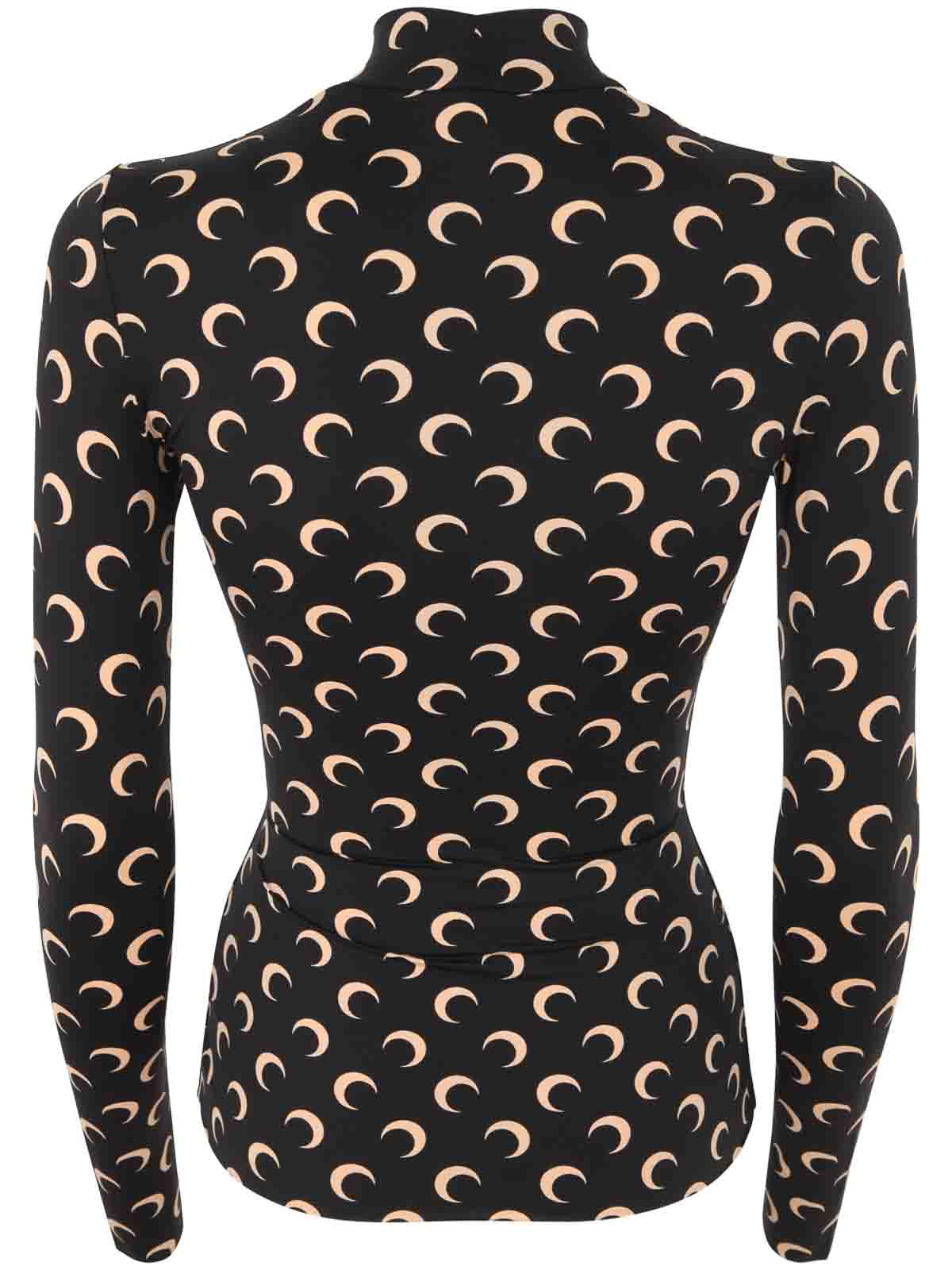Marine Serre Moon Jersey Second Skin Top - Black|WTO072IT99