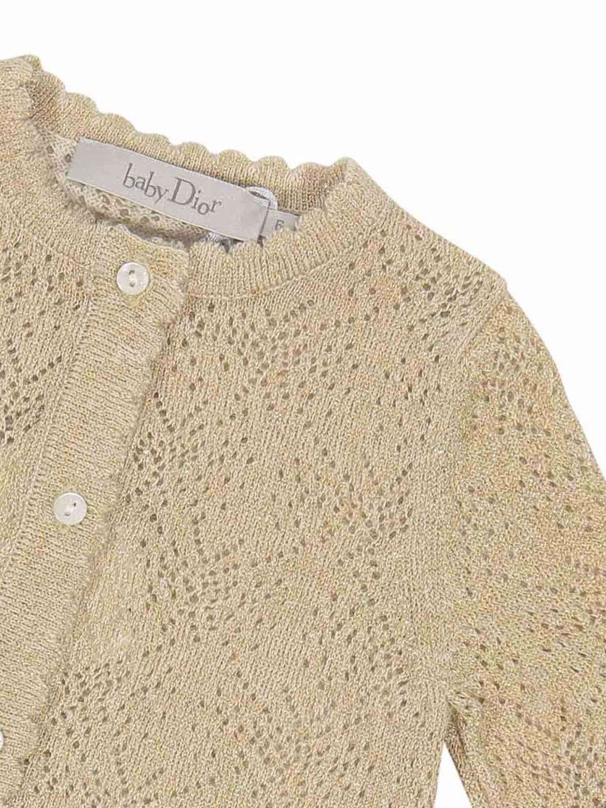 Baby Dior Cotton blend cardigan - Gold - Girls|8HBM34CARC298