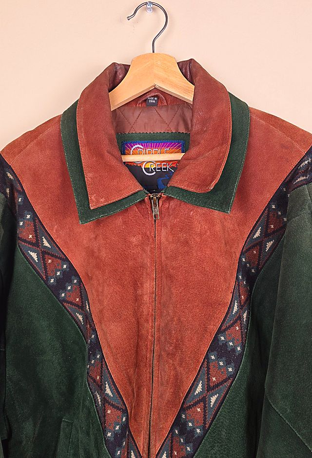 Rare Vintage Cripple Creek Suede Leather Jacket in Green with