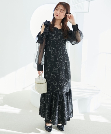 フリルリボン肩あきワンピース/MAJESTIC LEGON(マジェスティックレゴン
