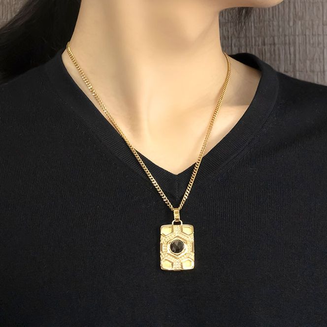 18金 ネックレス メンズ ブラックダイヤモンド 4ct 亀甲 喜平 18k