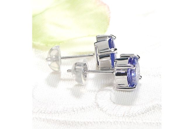 一粒ピアス プラチナ PT900 天然タンザナイト ラウンド 大粒 2.4ct