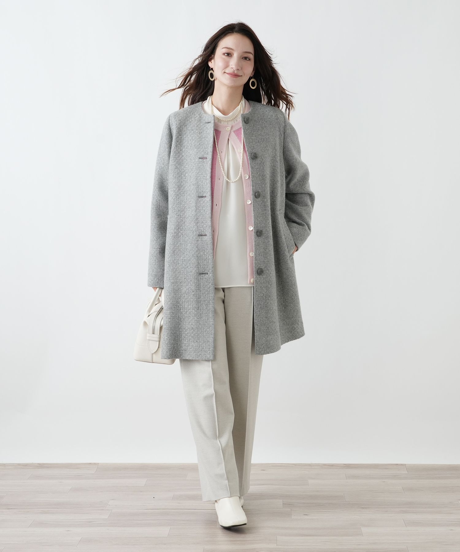 極美品♪レリアン2024AW 一重仕立てコート 定価16万 グレー 大きい