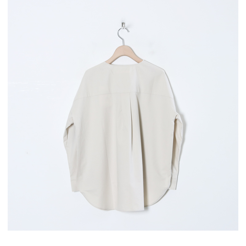 evameva (エヴァムエヴァ) cotton no collar shirt / コットンノー