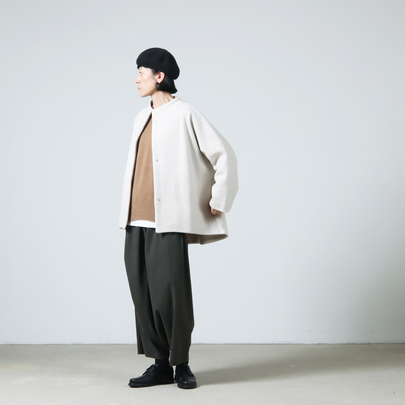 evameva (エヴァムエヴァ) press wool short coat / プレスウール