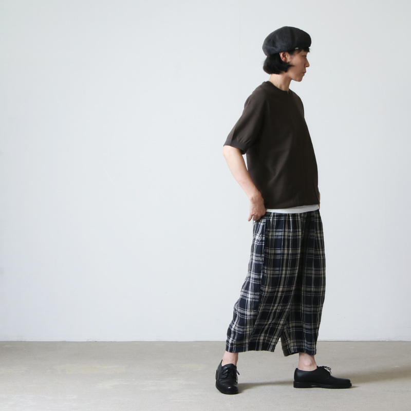 HARVESTY (ハーベスティ) クロップドサーカスパンツ チェック柄リネン