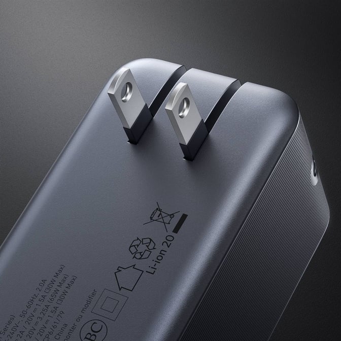 Anker 9600mAh 65W Prime Power Bank Fusion - Black: Dual Device