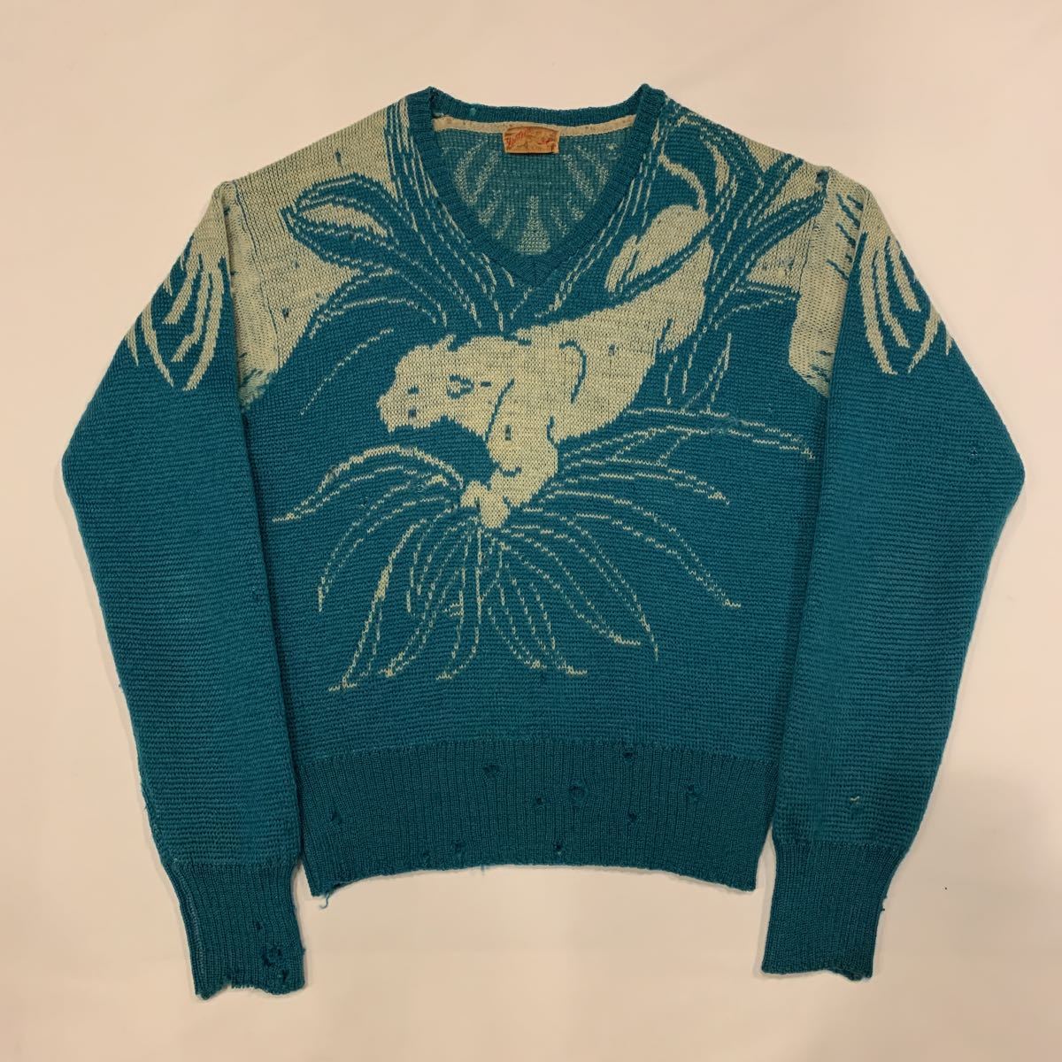 50s Jantzen JACQUARD SWEATER LEOPARD ヴィンテージ ビンテージ