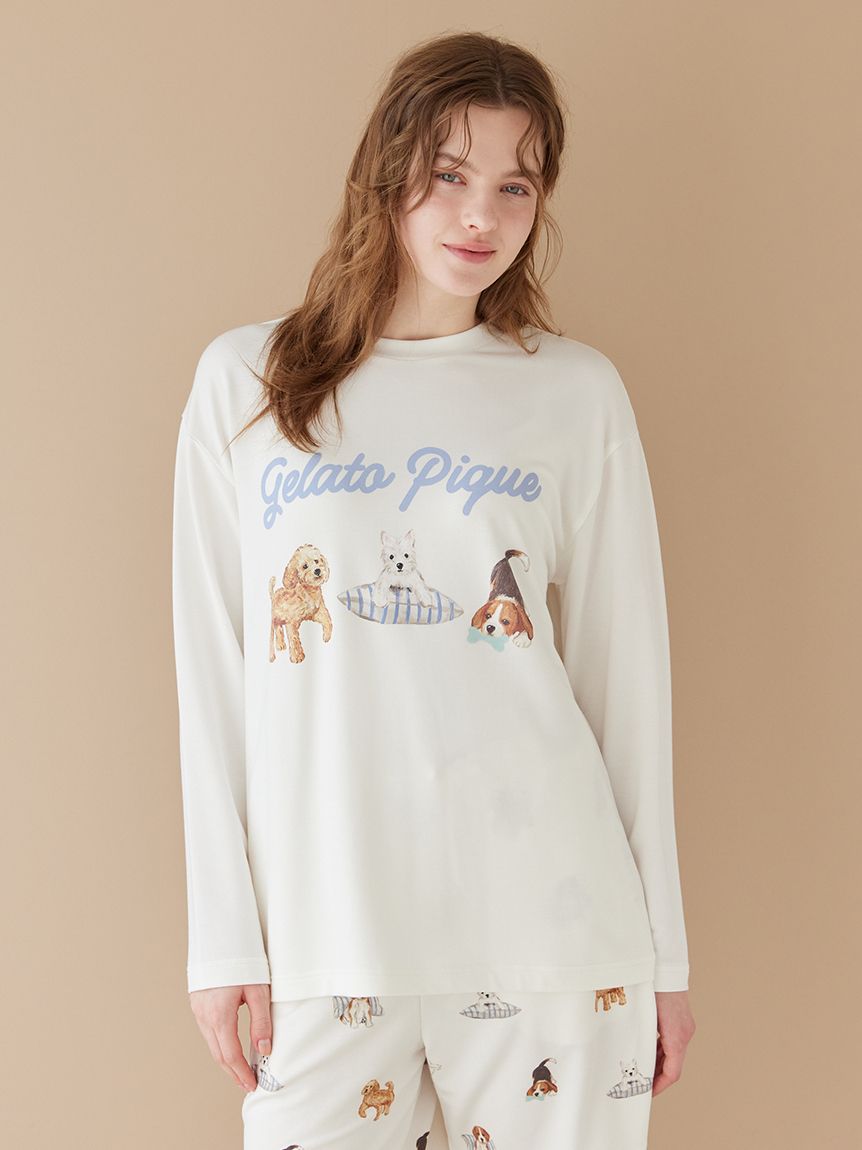 UNISEX】プレイフルDOGワンポイントロンT(トップス)｜ルームウェア