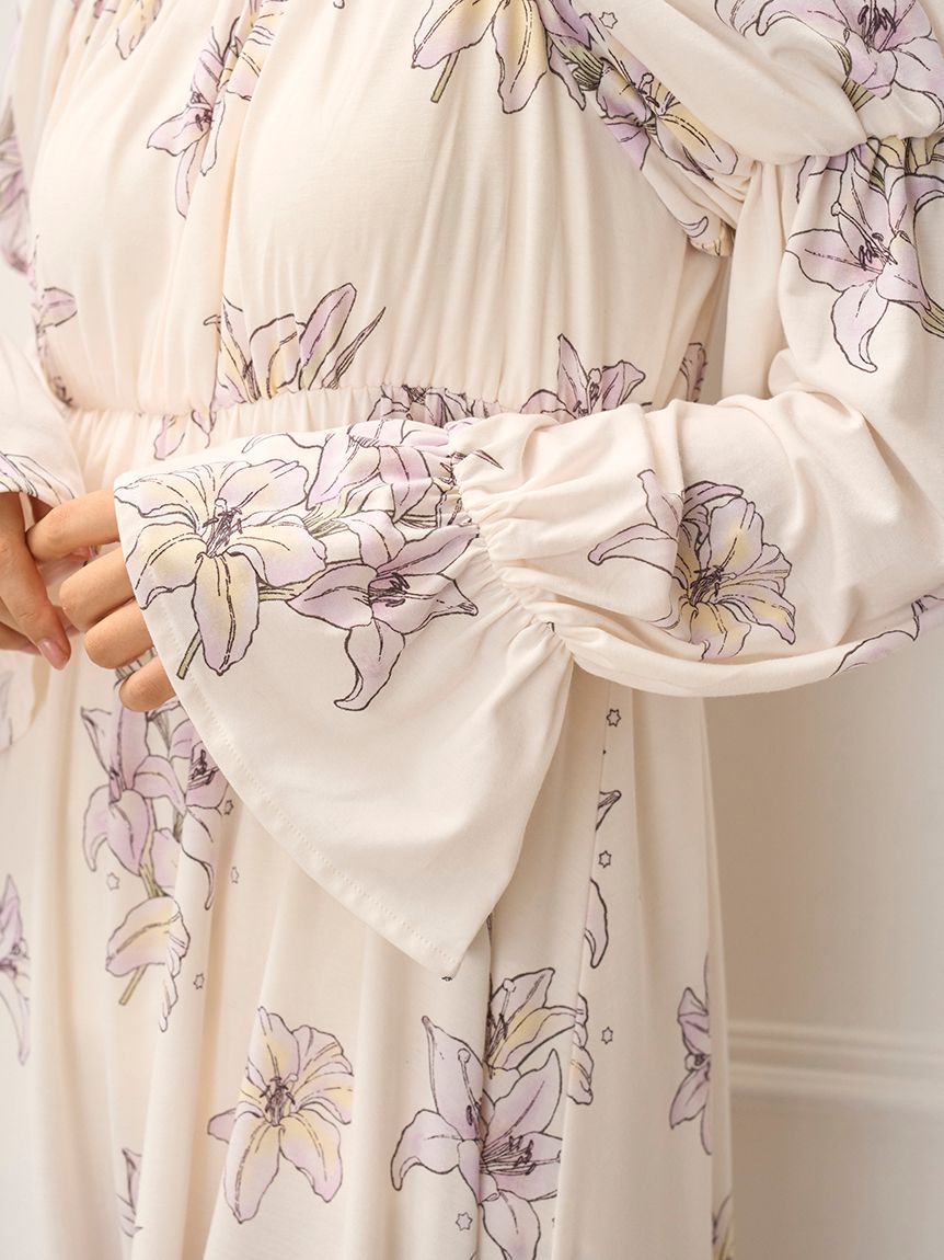 MUCHA】リリー柄カップインワンピース(ワンピース)｜ルームウェア