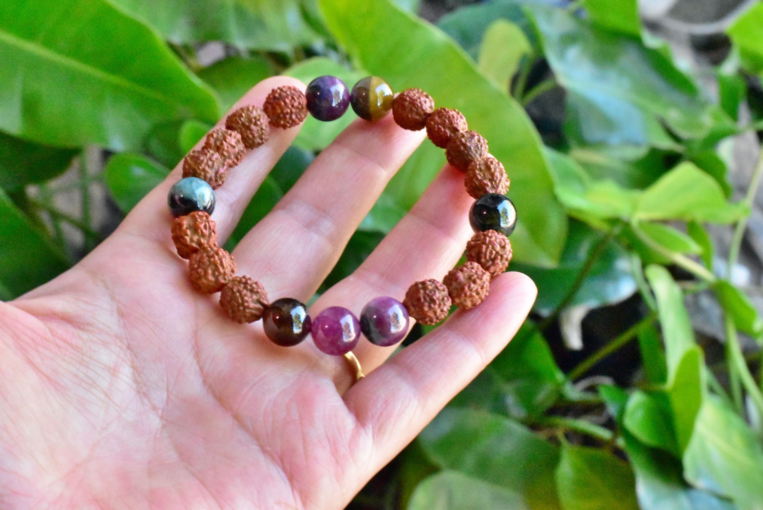 天然石】 【ハンドメイド】ルドラクシャ☆菩提樹の実とトルマリン