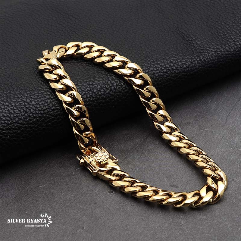 316L ゴールド チェーンブレスレット 18k gp 18金 ブレスレット 喜平