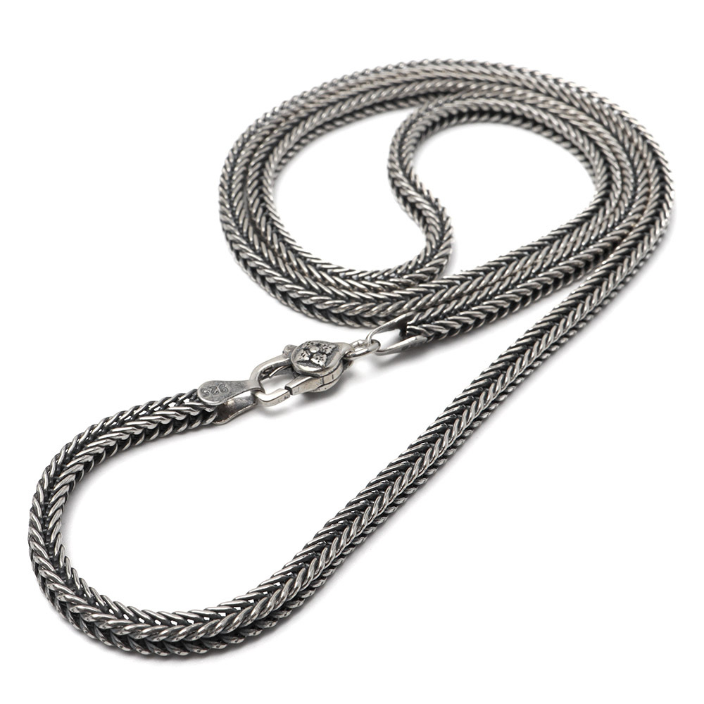 シルバー925 フォックステールチェーン ネックレス 幅3mm ネックレス