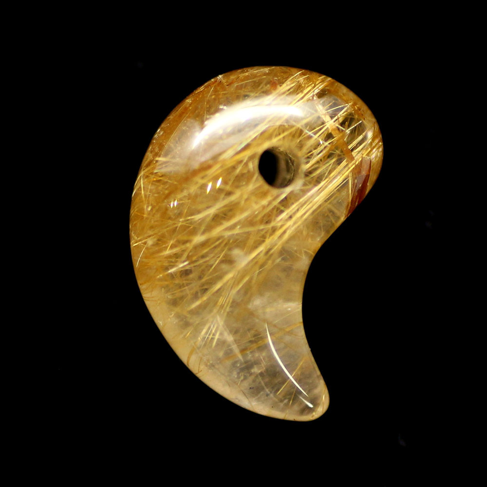 綺麗な金紅石】 自然 勾玉 ルチルクォーツ ゴールドタイチンルチル