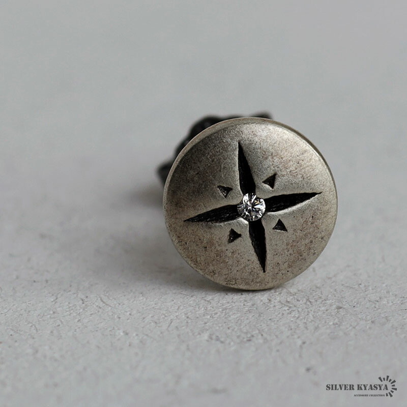 ラウンドピアス シルバー925 CZ メンズ スタッドピアス シルバー