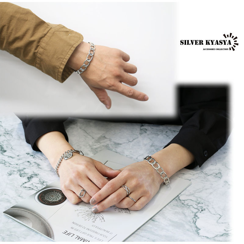 シルバー925 チェーン バングル ブレスレット リンクチェーン 鎖 大人