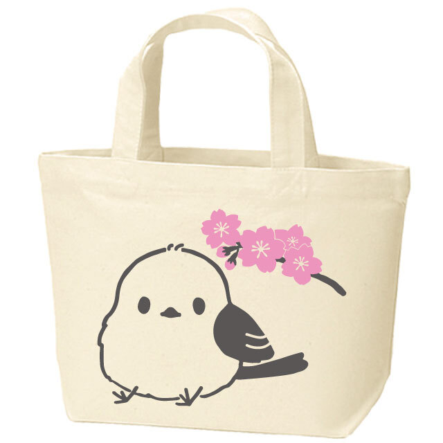 送料無料】しまえながバッグ シマエナガ桜ミニトートバッグ 全2色