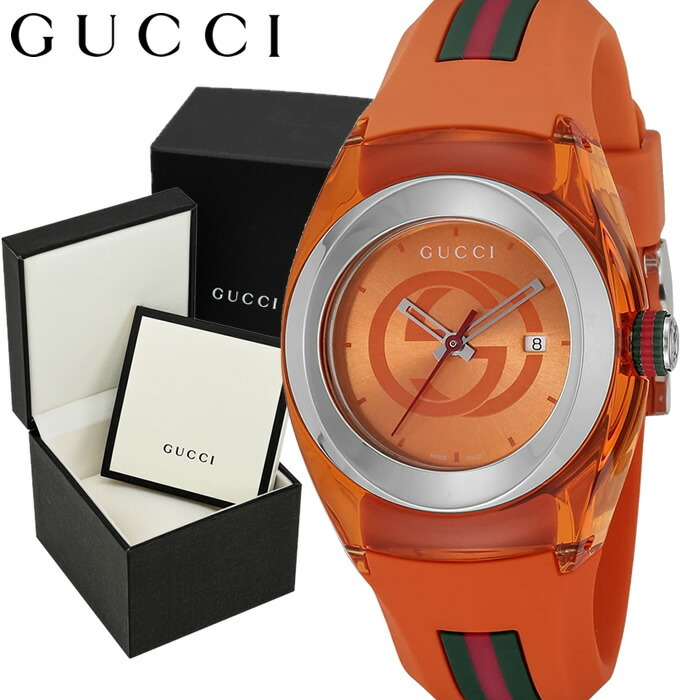 GUCCI グッチ 腕時計 ウォッチ ラバー レディース オレンジ シンク