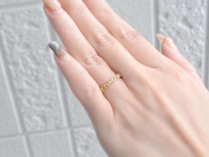 k18 リング シトリン 指輪 イエローゴールドk18 エタニティリング