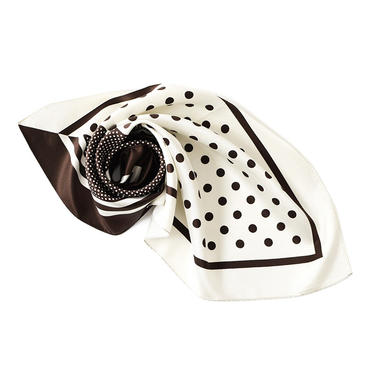 スカーフ ドット 柄 シルク スカーフ 白 シルク100% 日本製 小さめ