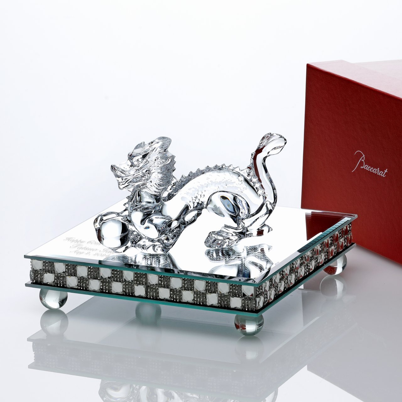 Baccarat バカラ 干支 ドラゴン・ミラー台座 Lサイズ オリジナルセット