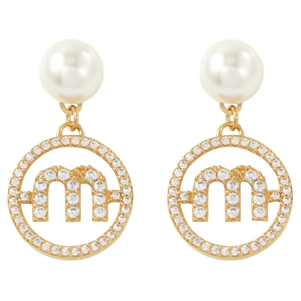 ミュウミュウ MIUMIU 5JO647 2DAM F00Y7 サークル Mロゴ クリスタル
