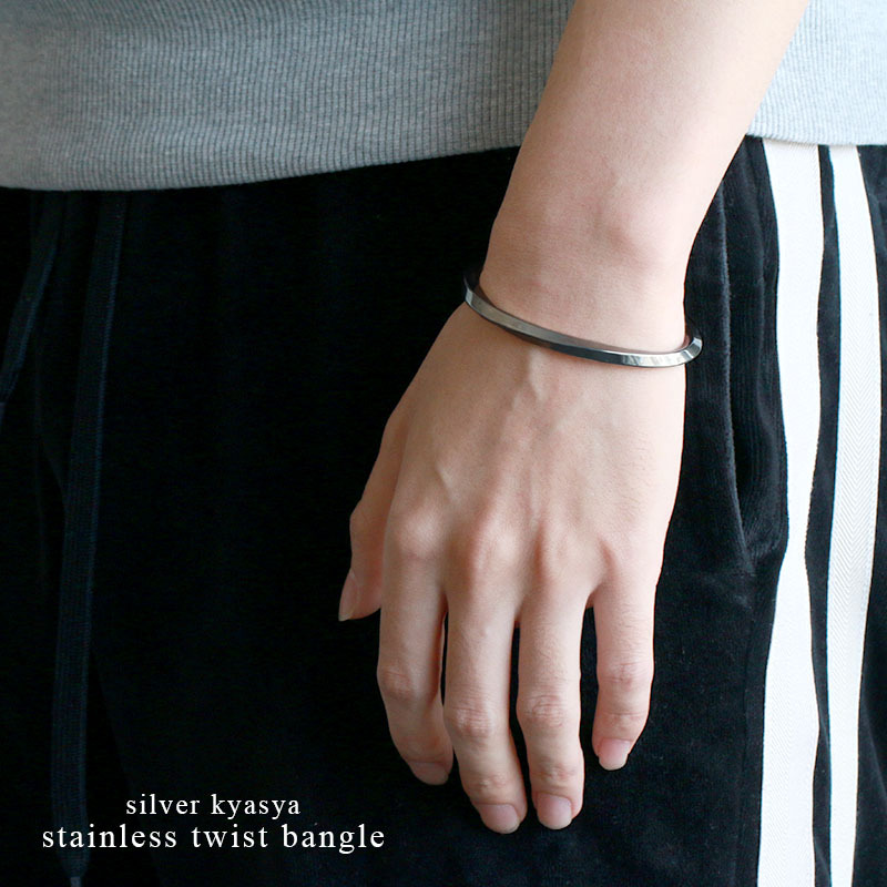 ツイストバングル ステンレス バングル メンズ ブレスレット シルバー