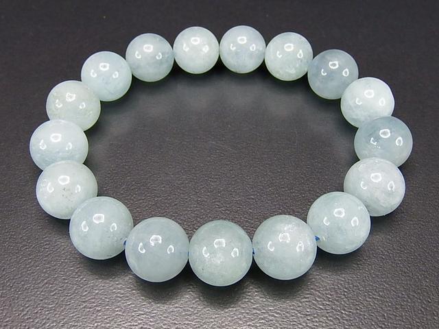 AAA-明るいシーブルーアクアマリン12mmブレスレット数珠天然石天使の石