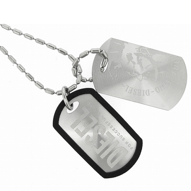 ディーゼル DIESEL ネックレス ダブルプレート メンズ シルバー