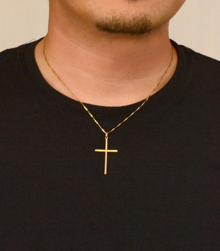 メンズ 18金 クロスネックレス k18 18k ペンダント イエローゴールド