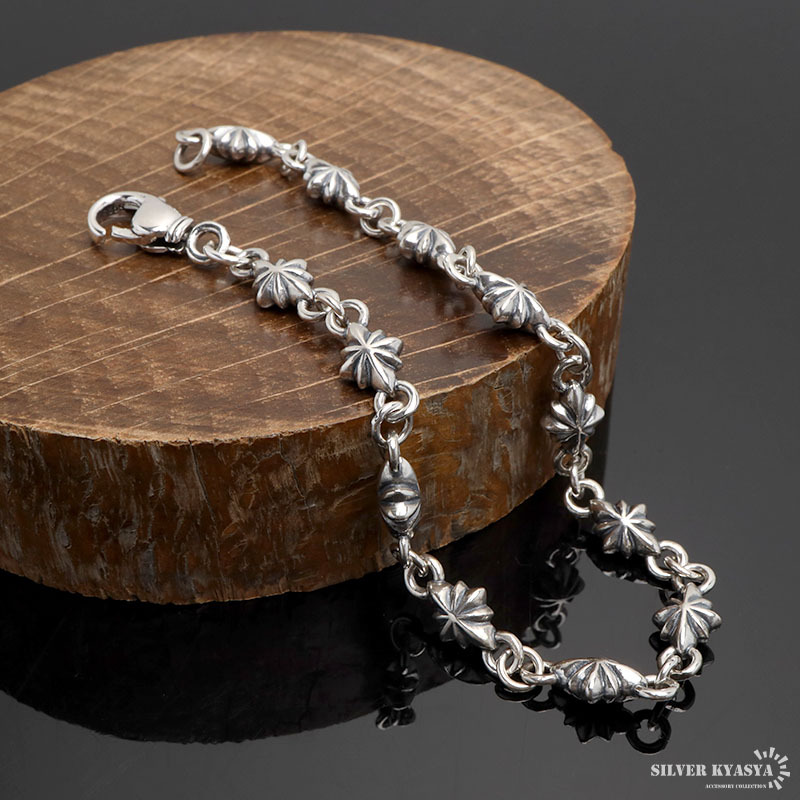 シルバー925 スターチェーンブレスレット メンズ 細身 シルバー