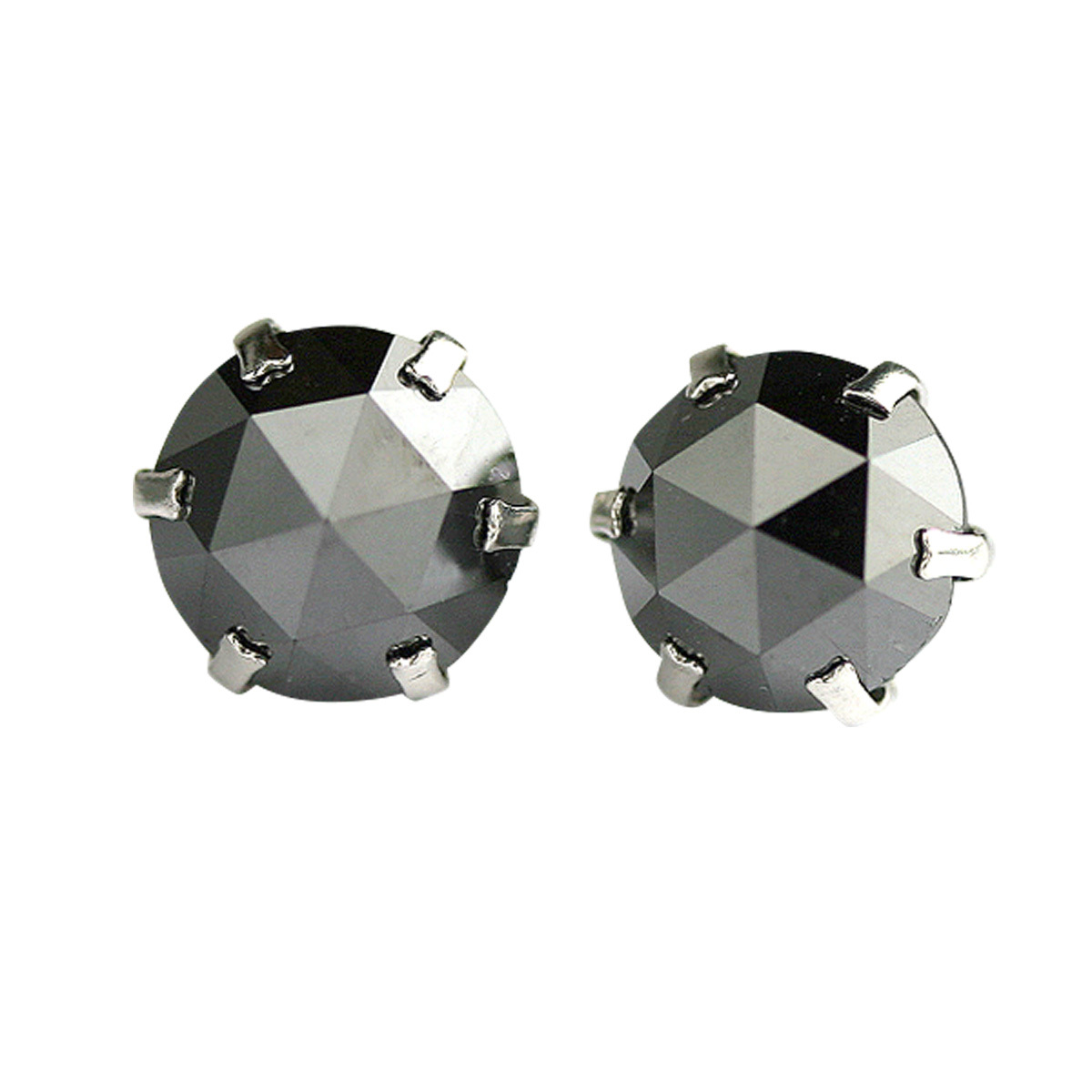 プラチナ900ローズカット ブラックダイヤモンド ピアス 大粒 2.0ct