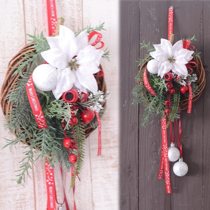 クリスマス リース ポインセチア 完成品 光触媒 プレゼント ギフト