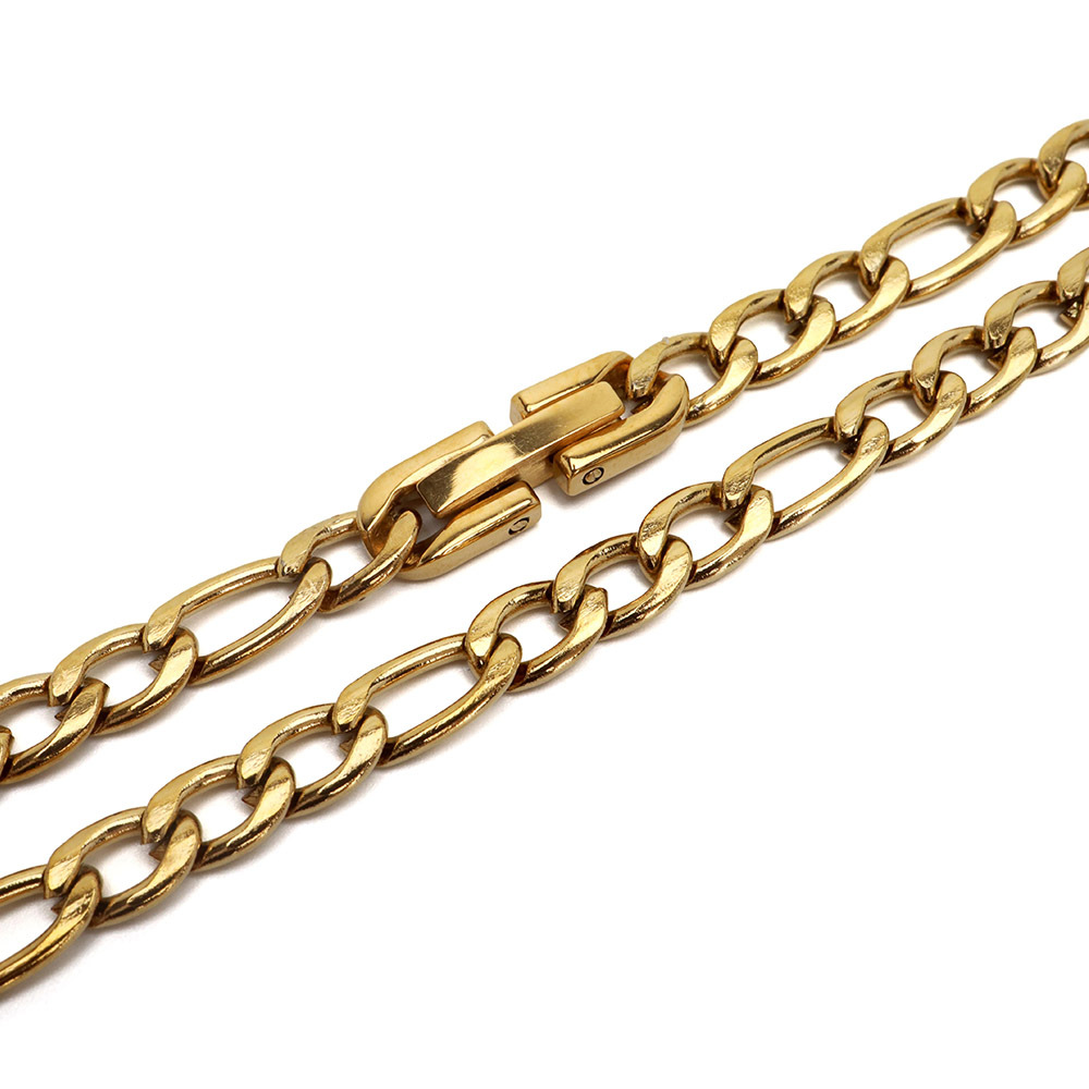 ステンレス チェーンネックレス フィガロチェーンネックレス ゴールド