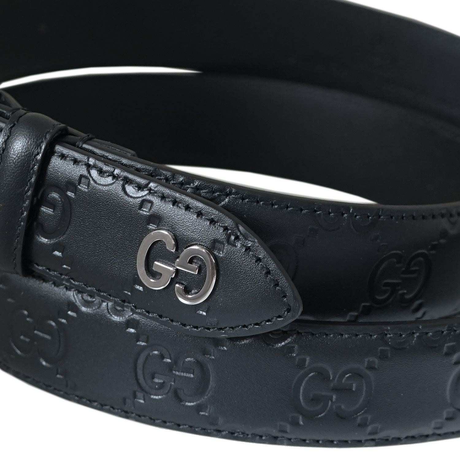 グッチ ベルト メンズ シグネチャー レザー 本革 GGディテール付
