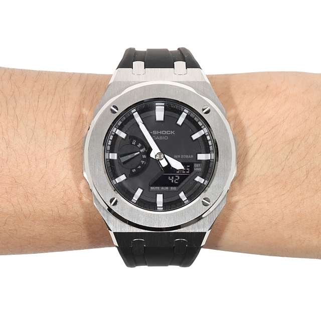 G-SHOCK メタル カシオーク カスタム GA2100 シルバー ステンレス製